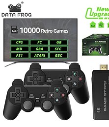 billige -data frog retro videospillkonsoll 2,4g trådløs konsoll spillpinne 4k 10000 spill bærbar videospill dendy spillkonsoll for tv, julegaver til venner og barn