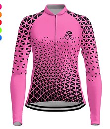 cheap -21Grams Women's Cycling Jersey Long Sleeve Bike Top with 3 Rear Pockets Mountain Bike MTB Road Bike Cycling Breathable Quick Dry Moisture Wicking Reflective Strips Violet Dark Pink Yellow Graphic