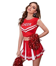 billige -Cheerleader Cosplay kostume Mini nederdel Uniform Voksne Dame Sexet kostume Ydeevne Fest Halloween Karneval Mardi Gras Nemme Halloween kostumer