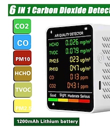 olcso -6 az 1-ben levegőminőség-érzékelő monitor pm2,5 pm10 hcho tvoc co & formaldehid lcd kijelzővel