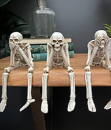 levne -halloweenské sochy lebek, pryskyřičné skeletové police, sedící figurky pro domácí knihovnu a okraj stolu, dekorativní řemeslné ozdoby pro milovníky kostlivců