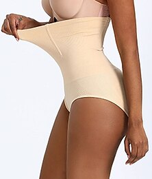 baratos -Mulheres Shorts Roupa Íntima Cintas Moda Cintas Corpetes Curto Cintura Alta Tecido Compressão abdominal Butt Lift Conforto Elasticidade Alta Casual / Diário Pele Preto Preto) Delgado