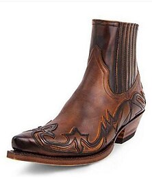 economico -stivali da cowboy western da uomo in pelle con intricato design in rilievo, classica punta quadrata e tacco a strati - perfetti per rodei, concerti country e uscite informali