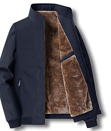 Недорогие -Муж. Зимняя куртка Флисовая жилетка на открытом воздухе На каждый день Теплый Молния Карман Осень Зима Полотняное плетение Мода Уличный стиль Воротник-стойка Обычная