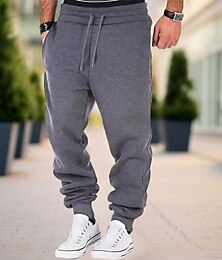 cheap -Men's Sweatpants Joggers Trousers Drawstring Elastic Waist Solid Color Comfort Breathable Casual Daily Streetwear Cotton Blend Sports Fashion Black-White Black Micro-elastic