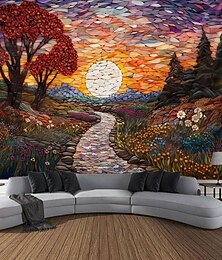 رخيصةأون -الزجاج الملون المشهد شنقا نسيج جدار الفن كبير نسيج جدارية ديكور صورة خلفية بطانية الستار المنزل غرفة نوم غرفة المعيشة الديكور