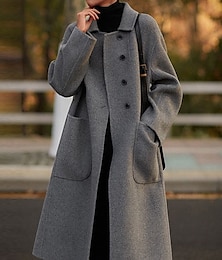 cheap -Women's Coat Outdoor Street Daily Fall Winter Long Coat Regular Fit Windproof Warm Stylish Modern Style Casual Jacket Long Sleeve Plain with Pockets Oversize Black Camel Gray