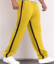 cheap -Men's Sweatpants Joggers Trousers Straight Leg Sweatpants Drawstring Elastic Waist Straight Leg Color Block Patchwork Comfort Breathable Casual Daily Holiday Sports Fashion Black Yellow