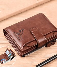 abordables -Fashion Men's Coin Purse Wallet With RFID Blocking Men's PU Leather Wallet Zipper Credit Card Holder Money Bag Wallet
