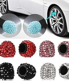 abordables -4 pièces diamant voiture pneu valve caps brillant anti-poussière roue valve couverture véhicule bling cristal valve cap voiture style accessoires