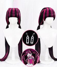 economico -anime monster high cosplay draculaura cosplay parrucca lunga parrucche di carnevale