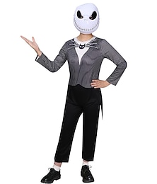 abordables -Jack Skellington Víspera de Todos los Santos Traje de cosplay Baile de Máscaras La pesadilla antes de Navidad Cosplay Niños Chico Chica Mascarada Fiesta / Noche Disfraces fáciles de Halloween