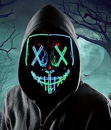 abordables -bufón Payaso Víspera de Todos los Santos Accesorios de Halloween Máscara LED V for Vendetta Máscara de carnaval Gracioso Víspera de Todos los Santos Adulto Hombre Mujer Víspera de Todos los Santos
