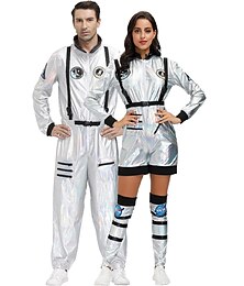 levne -Astronaut Halloween skupinové kostýmy pro páry Pánské Dámské Filmové kostýmy Stříbrná Leotard / Kostýmový overal předvečer Všech svatých Karneval Plesová maškaráda Polyester