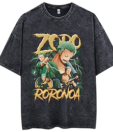 billiga -One Piece Monkey D. Luffy Nico Robin Roronoa Zoro Cosplay-kostym T-shirt Överdimensionerad Acid Washed Tee Mönster Grafisk Till Herr Dam Pojkar Barn Vuxna Varmstämpling Ledigt / vardag