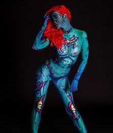 abordables -Crâne de squelette Zombie Costume de Carnaval Combinaison Intégrale Costume de cosplay Combinaisons Combinaison Intégrale Une Pièce Déguisement effrayant Femmes Enfant Adulte Soirée Halloween