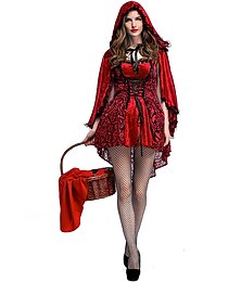 halpa -Pieni Punahilkka Halloween Mekot Cosplay-Asut hupullinen viitta Punk & goottilainen Seksikäs puku Aikuisten Naisten Karnevaali Mardi Gras Juhla Helppoja Halloween-asuja Pukeudu