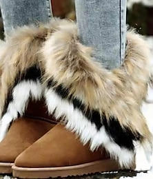 baratos -Mulheres Botas Botas de Neve Tamanhos Grandes Botas de inverno Ao ar livre Trabalho Diário Côr Sólida Forrada com Fleece Botas Botas Tornozelo Sem Salto Ponta Redonda Vintage Felpudo Casual Caminhada
