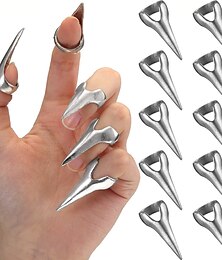abordables -10 pcs doigt griffes cosplay griffes anneaux complet doigt ensemble rétro métal nail punk rock nail doigt armure gothique talon ongles doigt griffe pour cosplay nail art halloween mardi gras