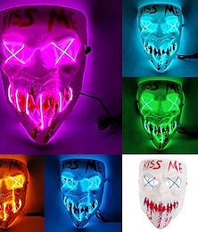 preiswerte -Halloween-LED-Maske für Männer, Kiss Me, leuchtende Maske, Maskerade, Kaltlicht-LED-Maske, Halloween-Horror-Requisiten (Batterie nicht im Lieferumfang enthalten)
