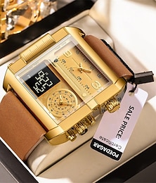 abordables -Reloj de cuarzo de lujo para hombres POEDAGAR Reloj deportivo rectangular a prueba de agua Reloj analógico multifuncional con calendario Reloj para hombres Relojes digitales para hombres