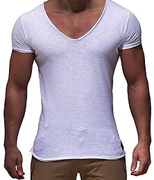 billige -Herre T-shirt T-Shirts Vanlig Rund hals Fitness Træningscenter Kortærmet Tøj Gade Sportstøj Kontor Basale