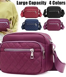 お買い得  -女性用 クロスボディバッグ ショルダーバッグ 携帯電話バッグ ホーボーバッグ ナイロン アウトドア 日常 ジッパー 大容量 ライトウェイト 耐久 純色 キルト地 ブラック レッド ブルー
