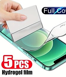 Недорогие -5 ед. Защитная пленка Назначение Apple айфон 16 Айфон 15 Про Макс Плюс iPhone 15 Pro Max 14 Plus 13 12 11 Pro Max Гидрогель ТПУ Анти-пузыри Против отпечатков пальцев Ультратонкий Совместимость с 3D