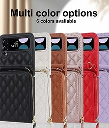 economico -telefono Custodia Per Samsung Galaxy Z Flip 7 Z Flip 6 Z Flip 5 Z Flip 4 Z Flip 3 Borsa a Mano Custodia Portafoglio Cerniera Con Tracolla Removibile Con Cinturino da Polso Retrò PC Pelle PU