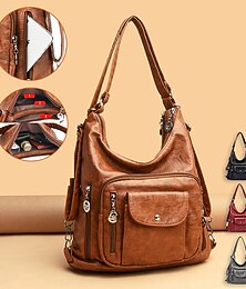 abordables -sac hobo en similicuir marron de style vintage pour femme - sac à bandoulière multi-poches pour un usage quotidien