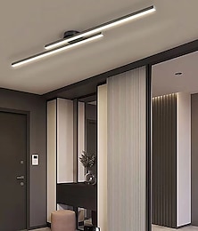 זול -אור תקרה מינימליסטי רצועה ארוכה מנורת תקרה צמודה למחצה, נברשות מודרניות אורות ליניאריים קרובים לתקרה עבור חדר שינה סלון מטבח מסדרון ניתן לעמעום רק עם שלט רחוק 110-240v