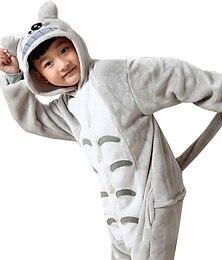 cheap -Kid's Kigurumi Pajamas Anime Totoro Animal Onesie Pajamas Funny Costume Flannel Toison Cosplay For Boys and Girls Christmas Animal Sleepwear Cartoon
