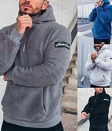 economico -Per uomo Felpa con cappuccio Nero Bianco Blu Grigio Con Cappuccio Semplice Sport & Outdoor Quotidiano Sportivo Poliestere Designer Casual Autunno & Inverno Abbigliamento Felpe con cappuccio Felpe