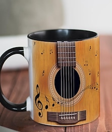 abordables -patrón de guitarra taza de café sala de estar dormitorio taza de bebida portátil estudiantes tazas de bebida regalo de cumpleaños