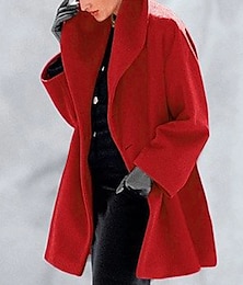 preiswerte -Damen Mantel Strasse Casual Täglich Winter Herbst Frühling Standard Mantel Regular Fit Basic Casual Jacken Langarm Feste Farbe Kamel Schwarz Purpur