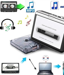 Χαμηλού Κόστους -Το φορητό κασετόφωνο του player καταγράφει μουσική mp3 ήχου μέσω USB συμβατό με φορητούς υπολογιστές και προσωπικούς υπολογιστές μετατρέπει κασέτες κασέτες Walkman σε μορφή ipod