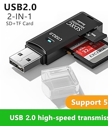 رخيصةأون -قارئ بطاقة sd usb 2.0 sd - متوافق مع بطاقات ذاكرة الكمبيوتر والكاميرا - سهولة نقل الصور ومقاطع الفيديو - بطاقة micro sd إلى محول USB