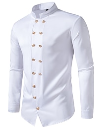 halpa -miesten juhlapaidat päivittäin vintage klassinen rento paita ystävänpäivä paita standardi istuu pitkähihainen jalusta kaulus yksivärinen polyesteri puuvilla sekoitus musta valkoinen 2024