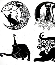 abordables -Luna gato metal pared decoración metal pared arte gato ornamento hogar dormitorio sala ventana decoración