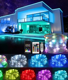 billige -led lysstrimmel rgb magisk farve app kontrol magisk lysstreng led læderstreng lys vandtæt dekorativt lys til alrum stue udendørs dekoration