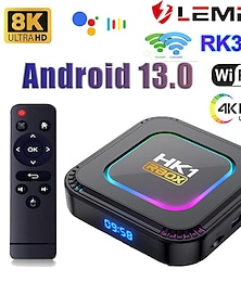 baratos -lemfo smart tv box hk1 rbox k8 android 13 8k android tv box rgb light 4gb 128gb rk3528 wifi6 dual wifi 2023 pk android 12 6k