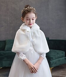 cheap -Kids Girls' Cape Solid Color Fashion Wedding Coat Outerwear 3-8 Years Fall White