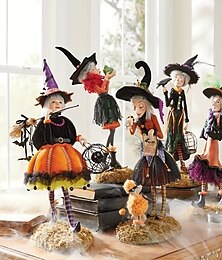 billige -halloween heks dukke harpiks figurer bordplate ornament hjemmekontor dekorasjon gutter jenter bursdag festival gave samleobjekter