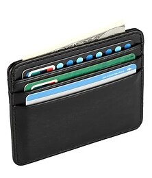 economico -Portafoglio ultra slim da tasca anteriore con 5 scomparti per carte portafoglio da viaggio minimalista con sportelli per ID e carte di credito portafoglio business sottile