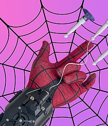 cheap -Spider Man Launcher Spinning True Genuine Gloves Automatic Thread Takeup Spider Spinning Black Technology Children's Toys halloween gift