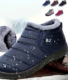 cheap -Women's Sneakers Boots Snow Boots Waterproof Boots Winter Boots Daily Solid Color Fleece Lined Booties Ankle Boots Winter Flat Heel Round Toe Plush Casual Comfort Elastic Fabric Loafer Black Red Blue