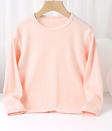 preiswerte -kinderkleidung Unisex T-Shirt Feste Farbe Outdoor Langarm Rundhalsausschnitt Aktiv Baumwolle 7-13 Jahre Herbst Schwarz Weiß Rosa