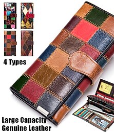 cheap -Women's Wallet Credit Card Holder Wallet Cowhide Shopping Daily Embroidery Large Capacity Lightweight Durable Color Block Patchwork Rainbow