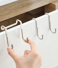 זול -קרס לדלת ארון נירוסטה חדר מעונות וו כפול וו כפול בגדי וו תליית מטבח מטבח חדר אמבטיה מתלה וו בצורת s מאחורי הדלת 1 יחידה
