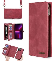 お買い得  -電話 ケース 用途 iPhone 15 プロマックスプラス iPhone 15 Pro Max 14 Plus 13 12 11 Pro Max ウォレットカードケース 磁石バックル ジッパ－ ストラップ付き 純色 TPU PC PUレザー